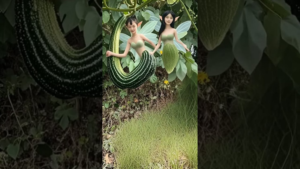 The cucumbers by the roadside are a bit shy.